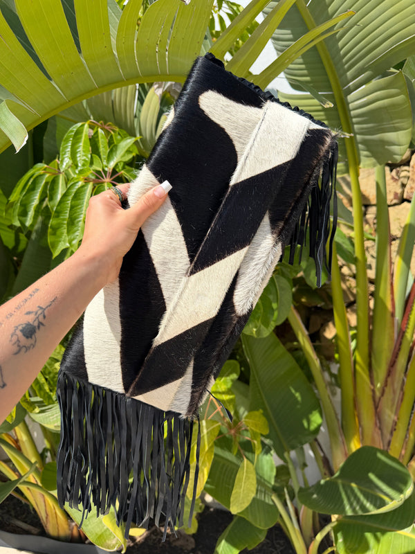 Zebra Fringe Clutch